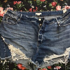 Good American Dark Blue Denim Jeans with Gold Accents